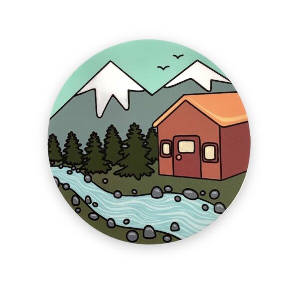 cabin in the mountains sticker