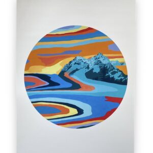 Colourful circle mountain art print
