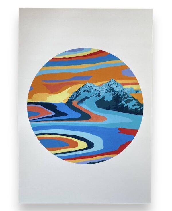 Colourful circle mountain art print