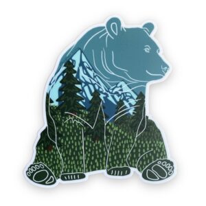 Bear silhouette filled with landscape