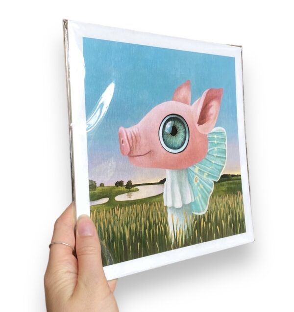 Pig Butterfly Surreal Art Print, 8 x 8 inches - Image 3