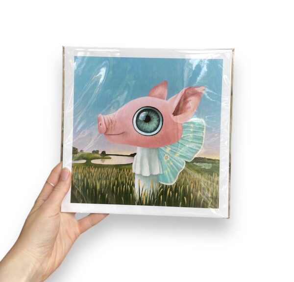 Pig Butterfly Surreal Art Print, 8 x 8 inches - Image 2