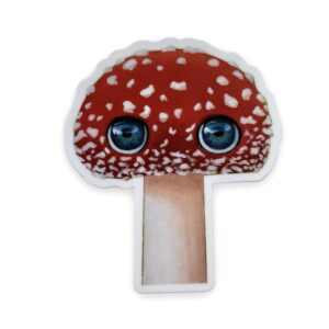 red mushroom sticker with eyes