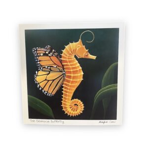 Orange seahorse with butterfly wings