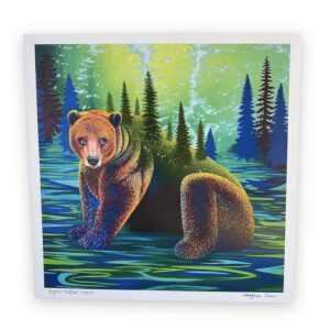 colourful bear with forest