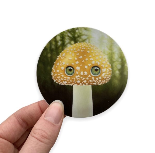 Yellow Mushroom Vinyl Sticker - Image 2