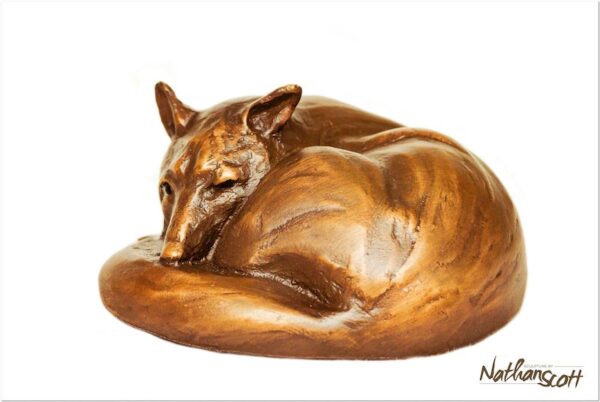 With One Eye Open (Coyote) Bronze Sculpture by Nathan Scott