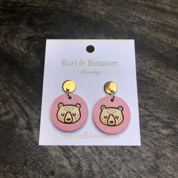 Bashful Bear Earrings by Burl & Blossom