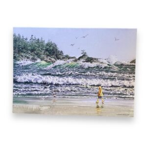 Crashing waves stormy sea art card