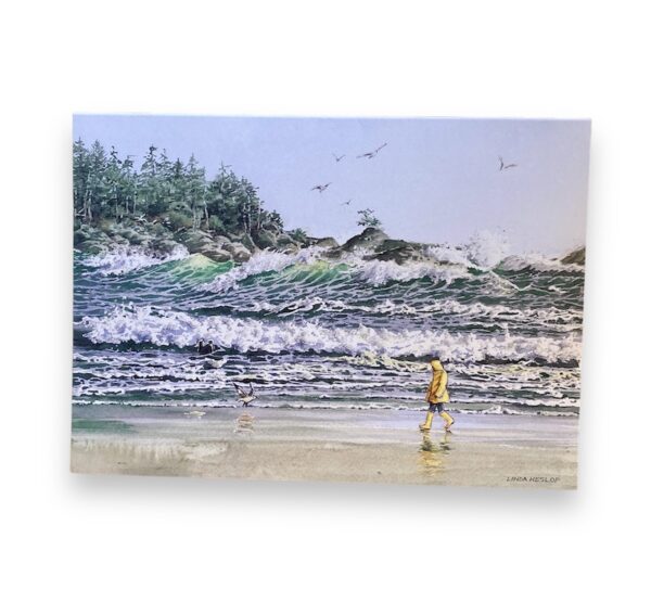 Crashing waves stormy sea art card