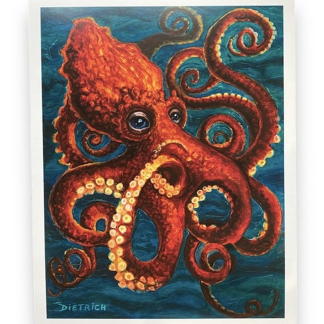 Red Octopus print